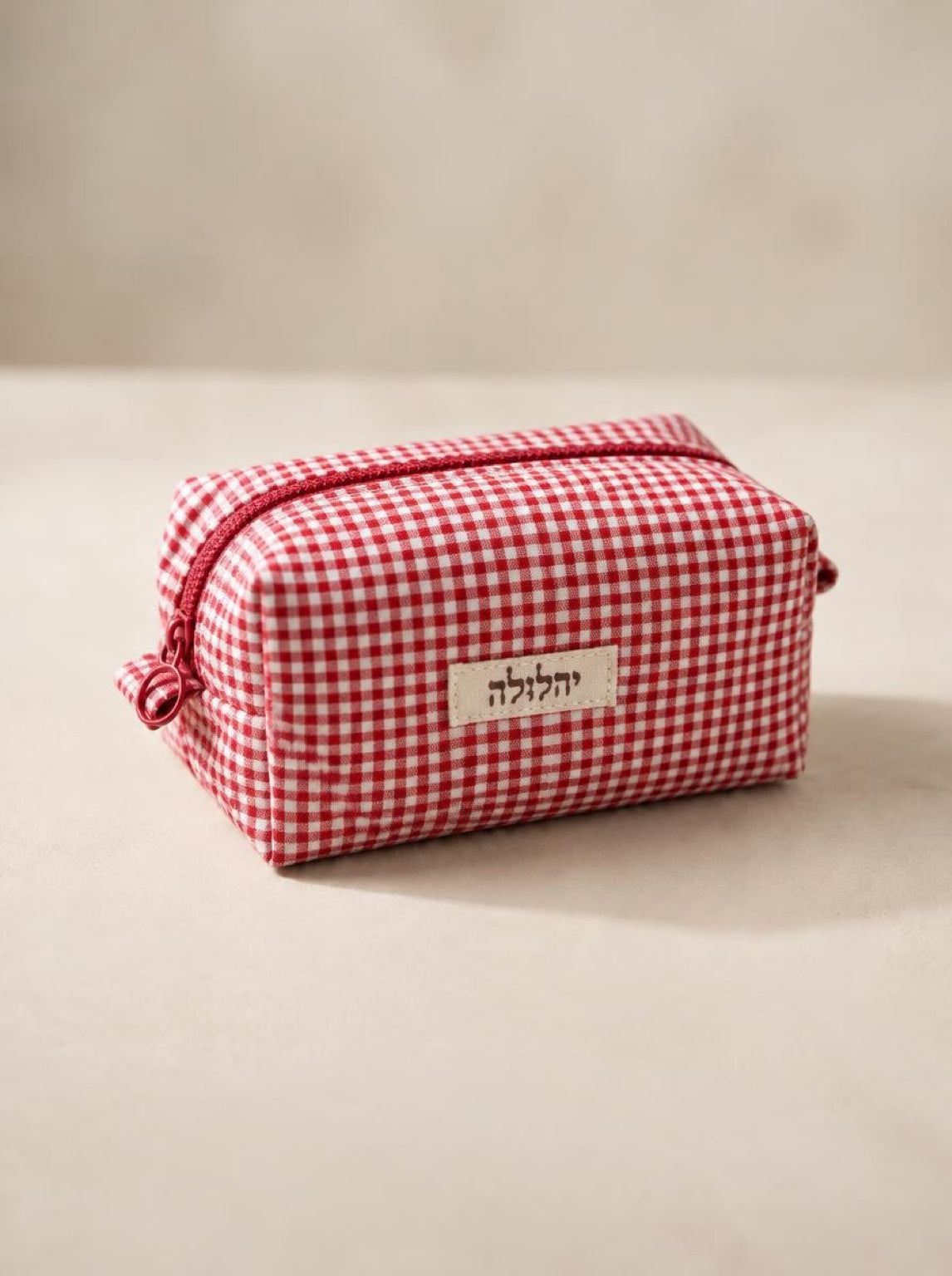 Red makeup bag